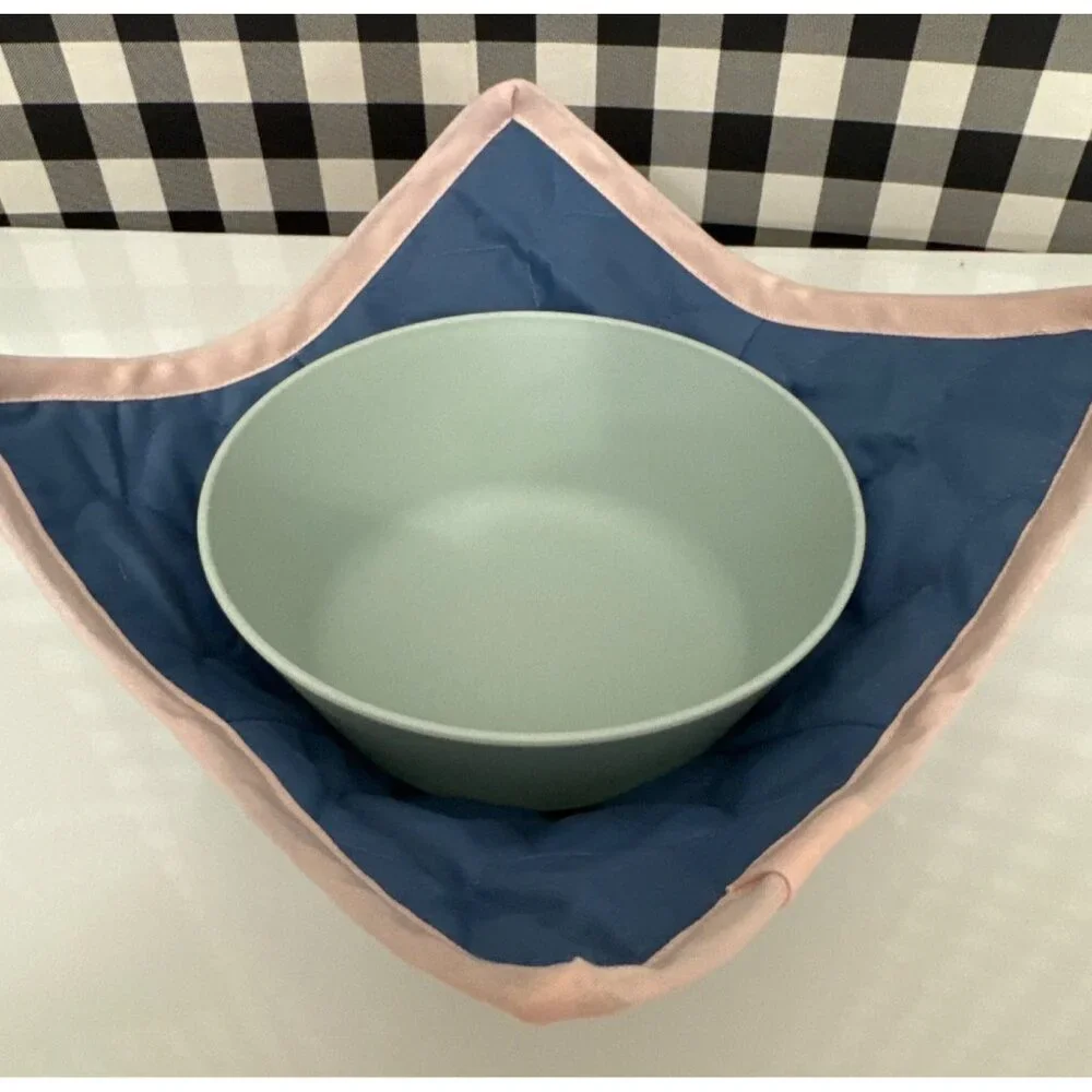Handmade MINI FLORAL PINK TRIM Microwave Safe Bowl Cozy Reversible Quilted Cozie - Picture 3 of 6